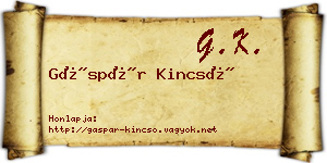 Gáspár Kincső névjegykártya
